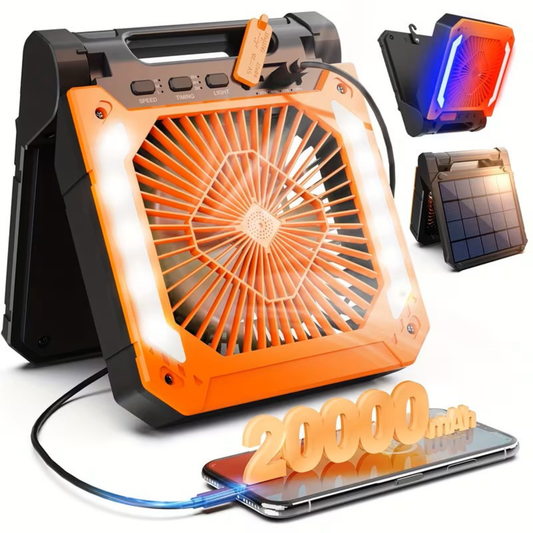 20000mAh Solar-Powered Camping Fan