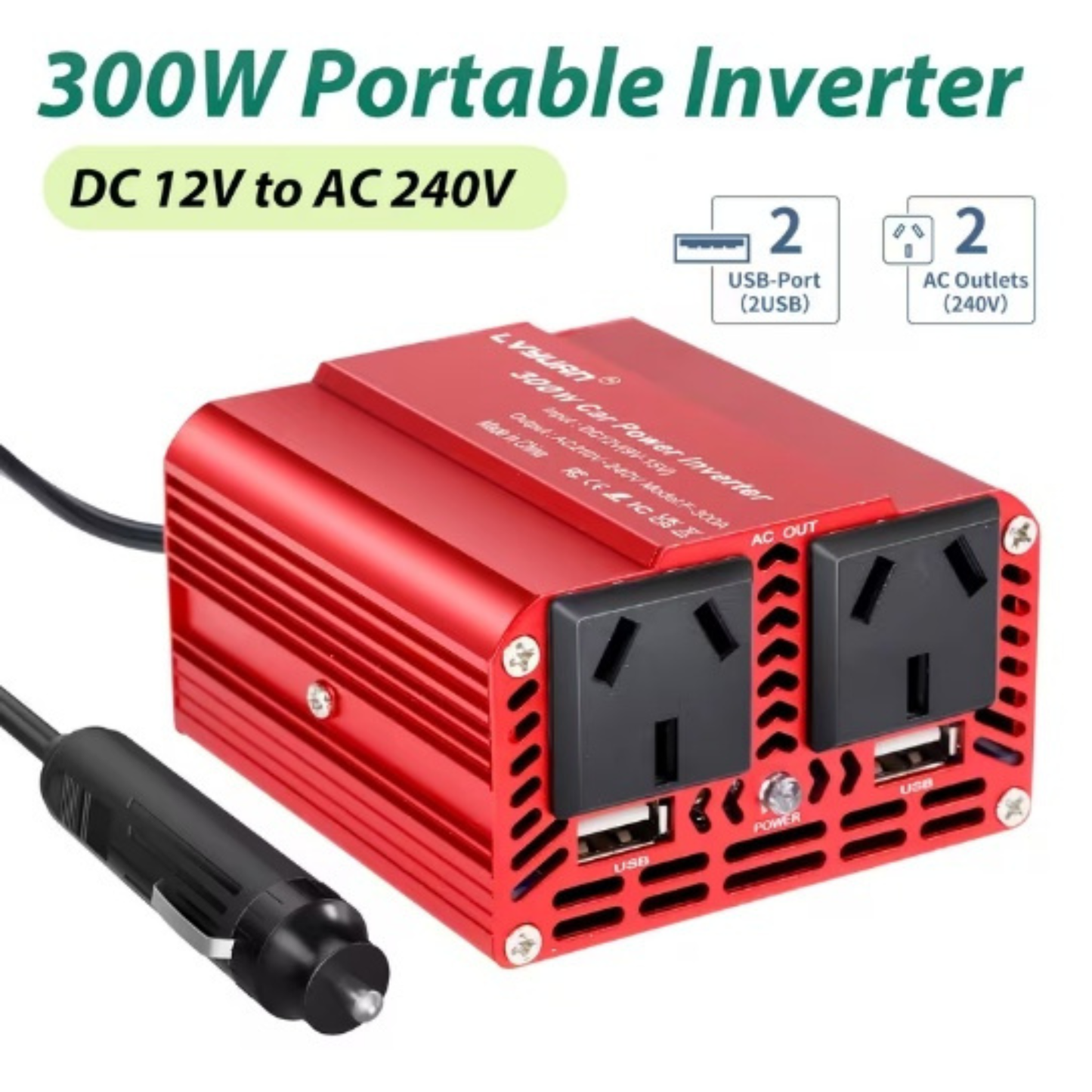 12V to 220V Car Power Inverter, 300W
