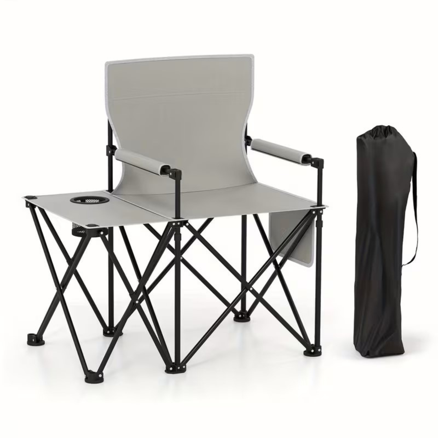 Heavy-Duty Folding Camping Chair with Side Table