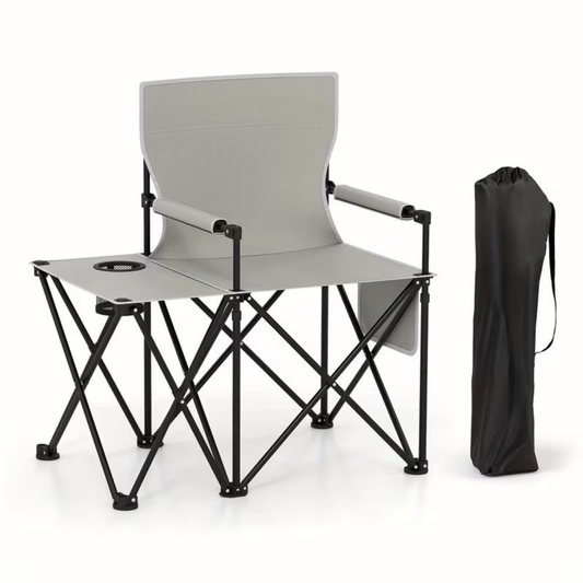 Heavy-Duty Folding Camping Chair with Side Table