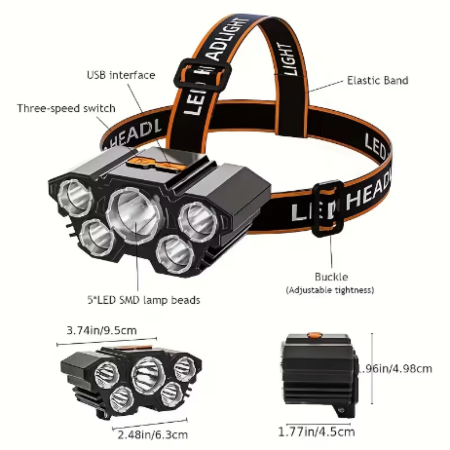 Rechargeable USB Bright Headlights